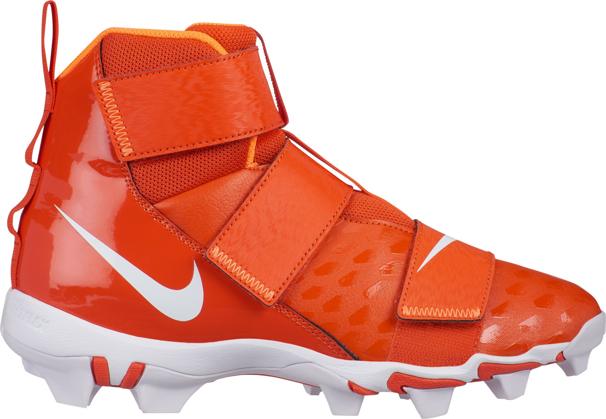 orange and blue youth football cleats 
