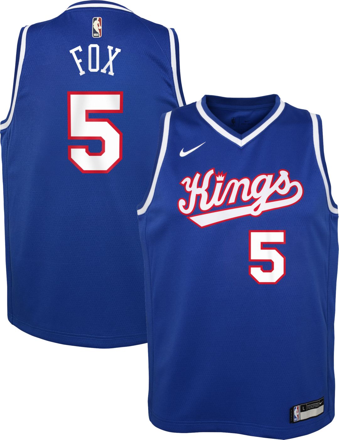 Nike Youth Sacramento Kings De Aaron Fox 5 Hardwood Classic Dri Fit Swingman Jersey