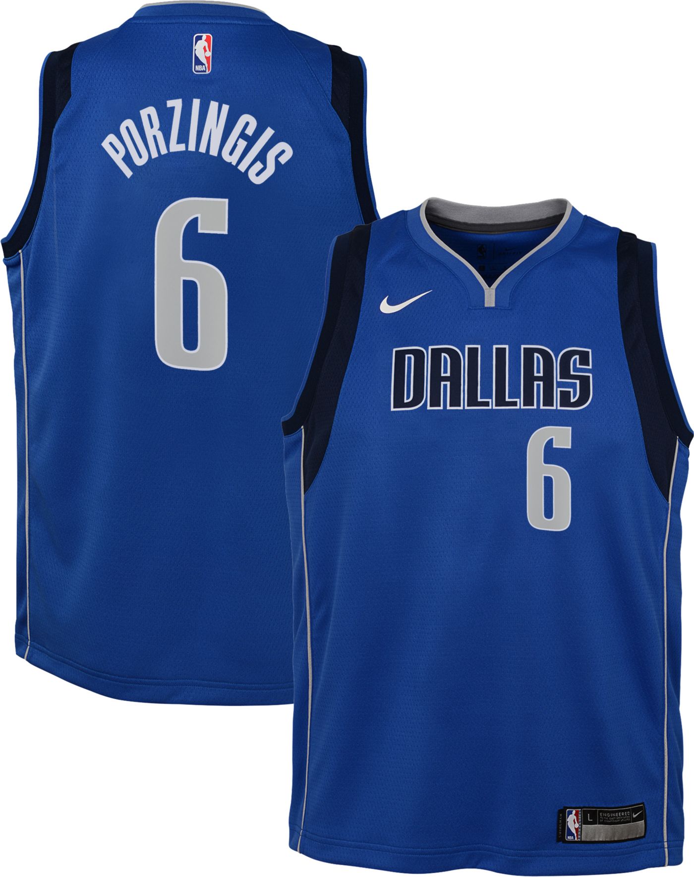 Nike Youth Dallas Mavericks Kristaps Porzingis #6 Blue Dri ...