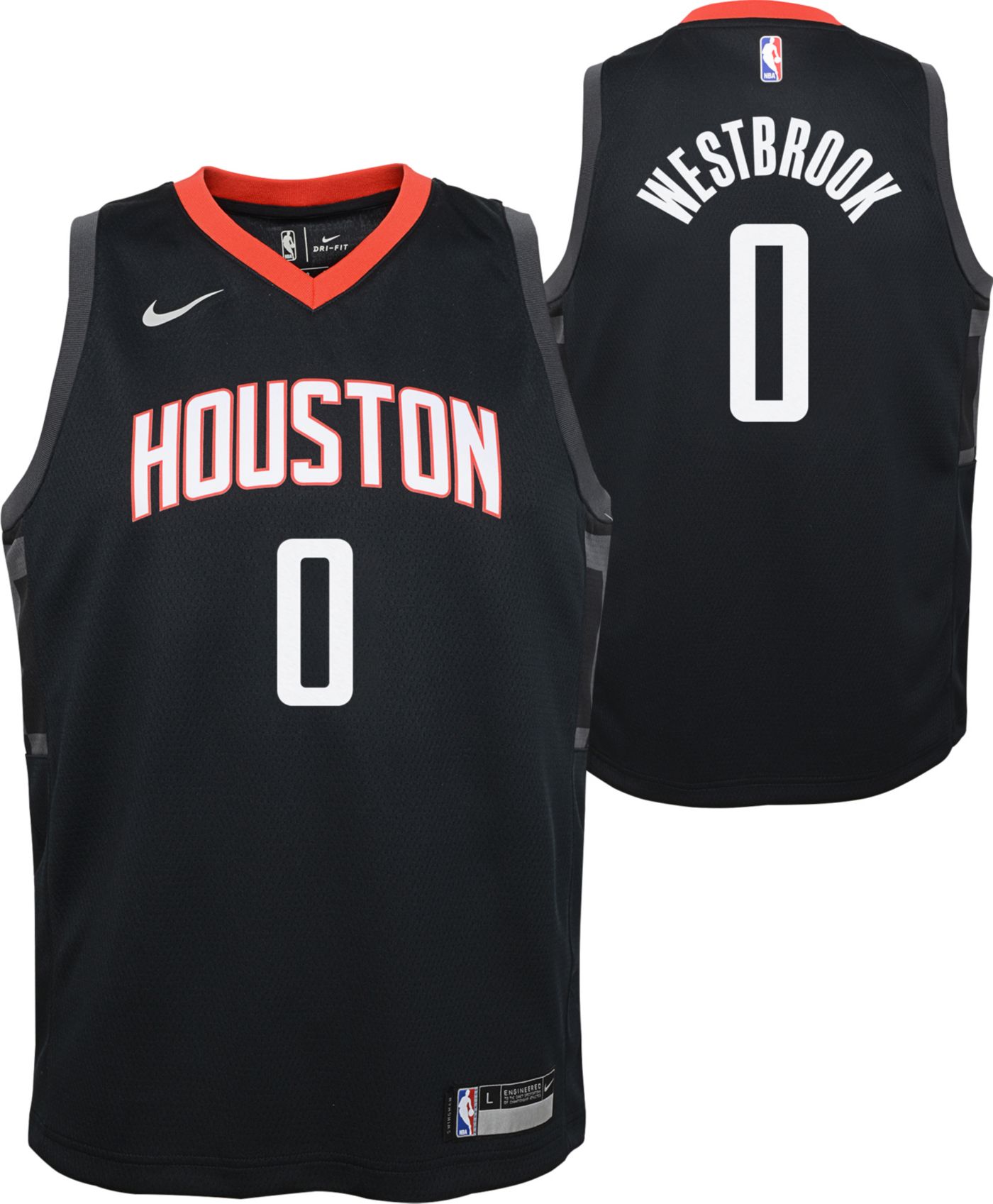 Nike Youth Houston Rockets Russell Westbrook #0 Black Dri-FIT Statement Swingman ...