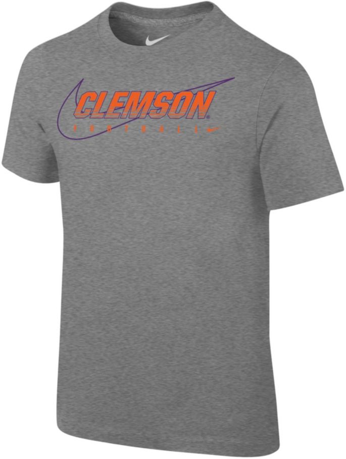 Nike Youth Clemson Tigers Grey Football Dri Fit Cotton