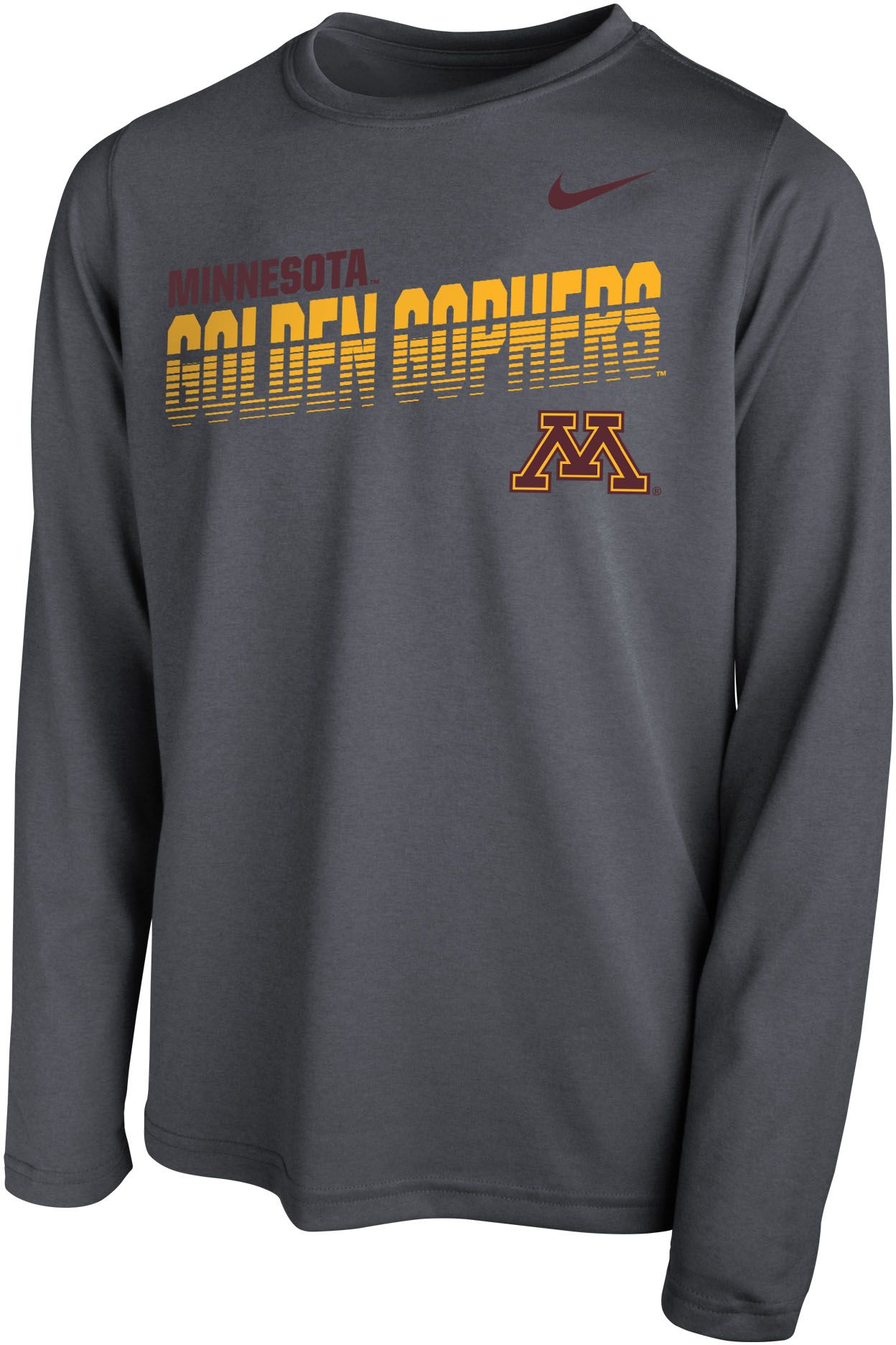 Nike Youth Minnesota Golden Gophers Grey Legend Football Sideline Long Sleeve T-Shirt