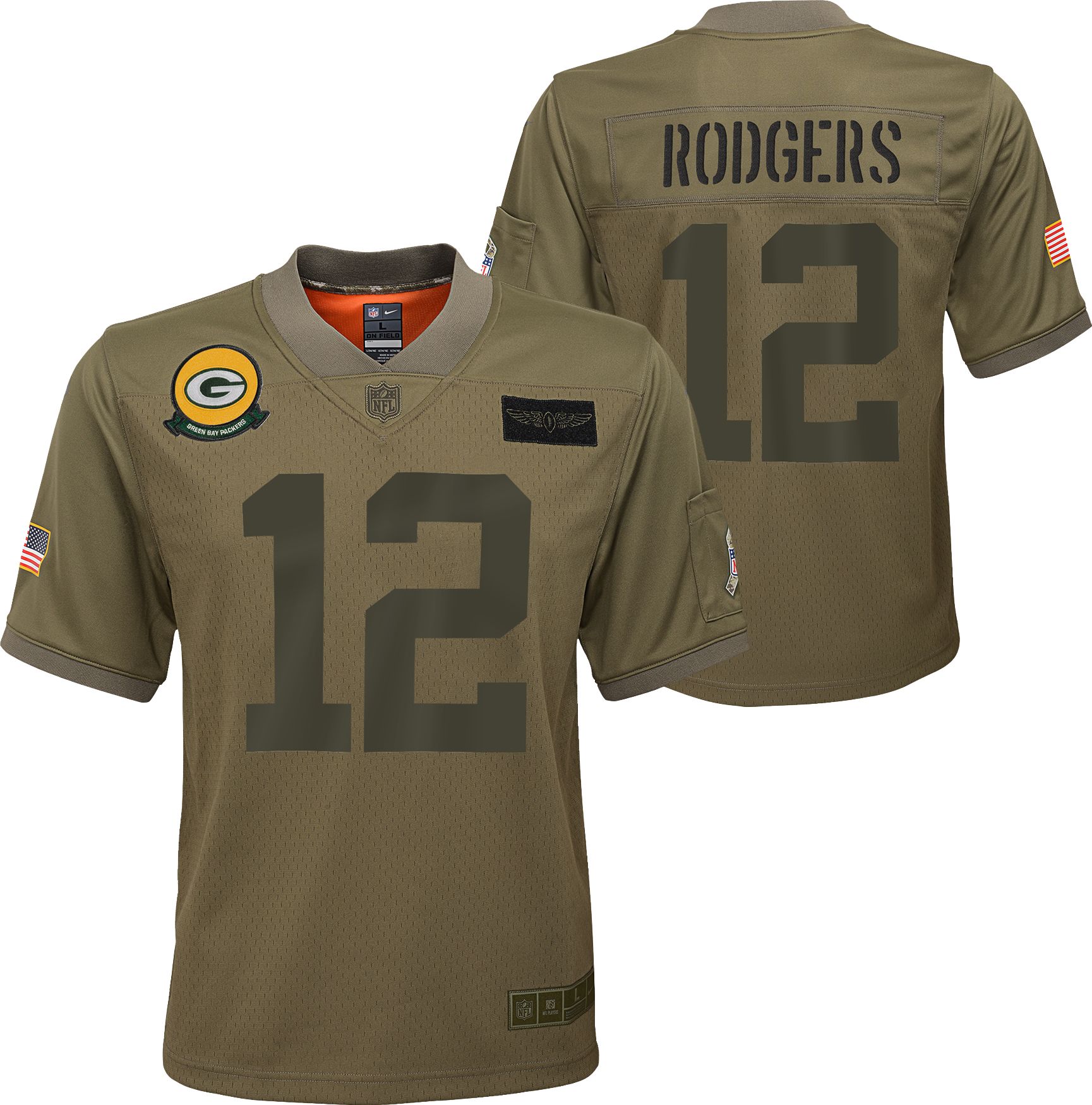 Youth Green Bay Packers Aaron Rodgers Camo 2019 Salute To Service