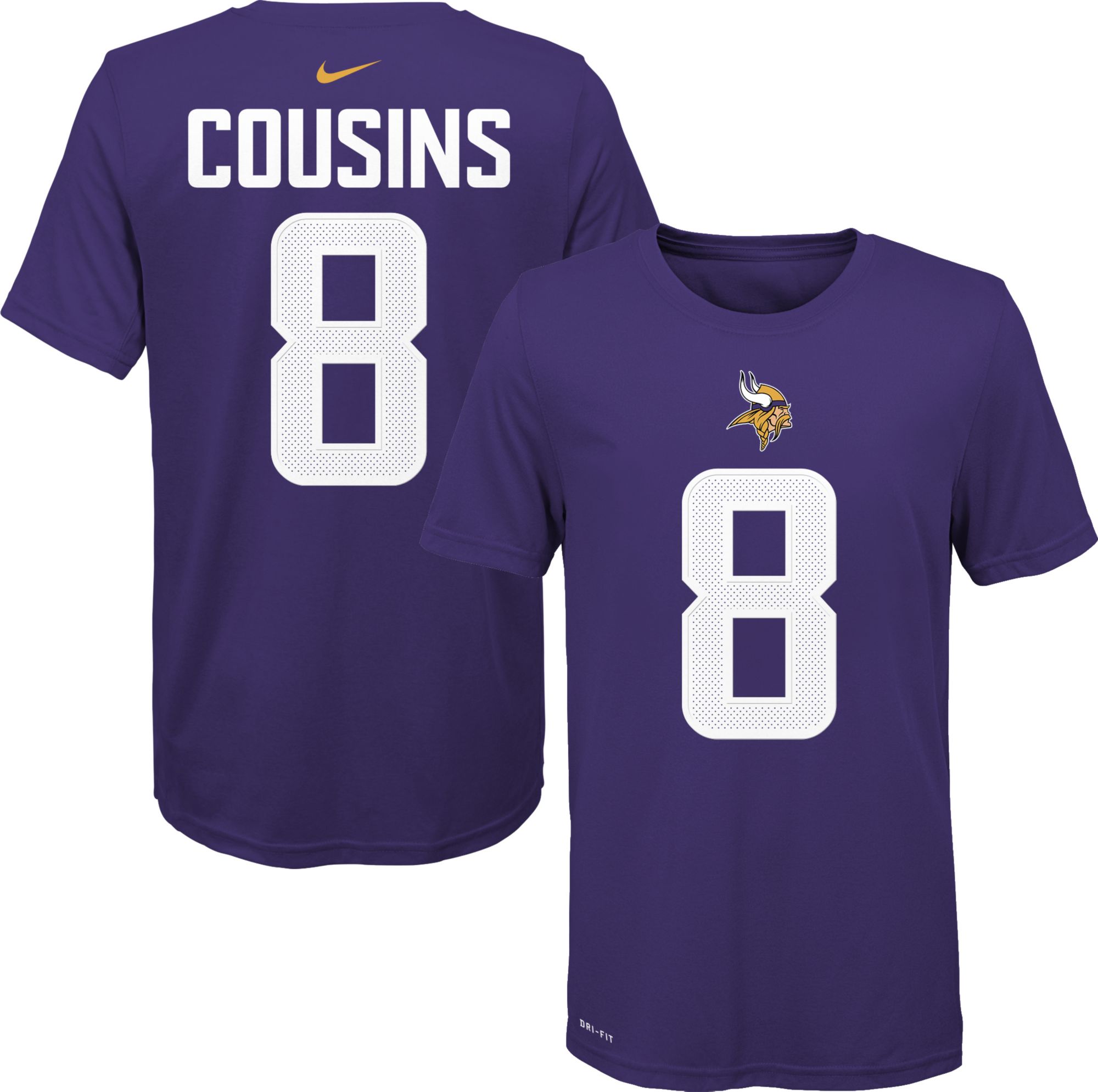 Nike / Youth Minnesota Vikings Kirk Cousins #8 Logo Purple T-Shirt
