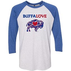BuffaLove Men's Stripes Blue Raglan Three-Quarter Sleeve Shirt