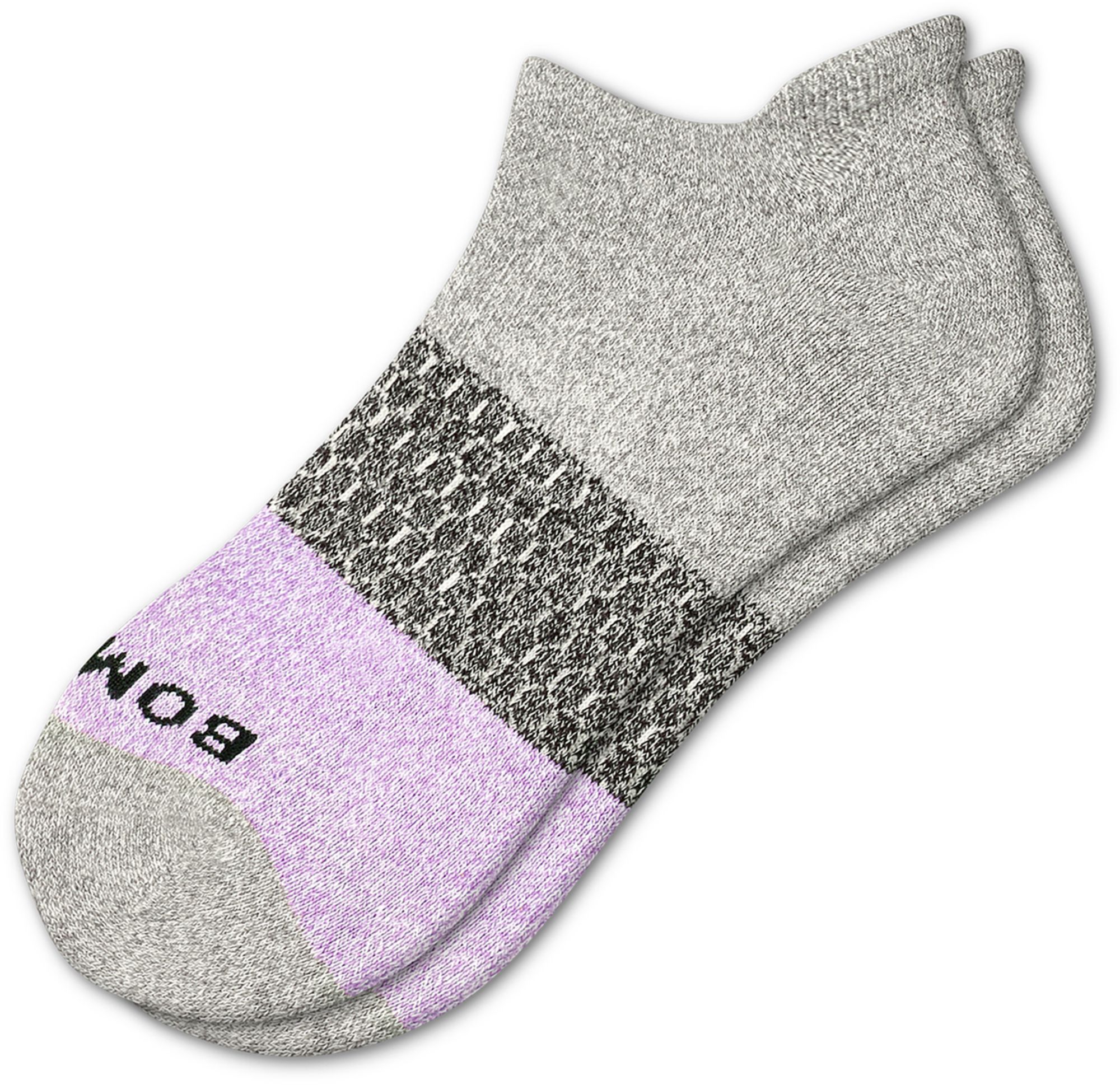 Bombas Tri-Block Ankle Socks Grey/Lavender 2 thumbnail