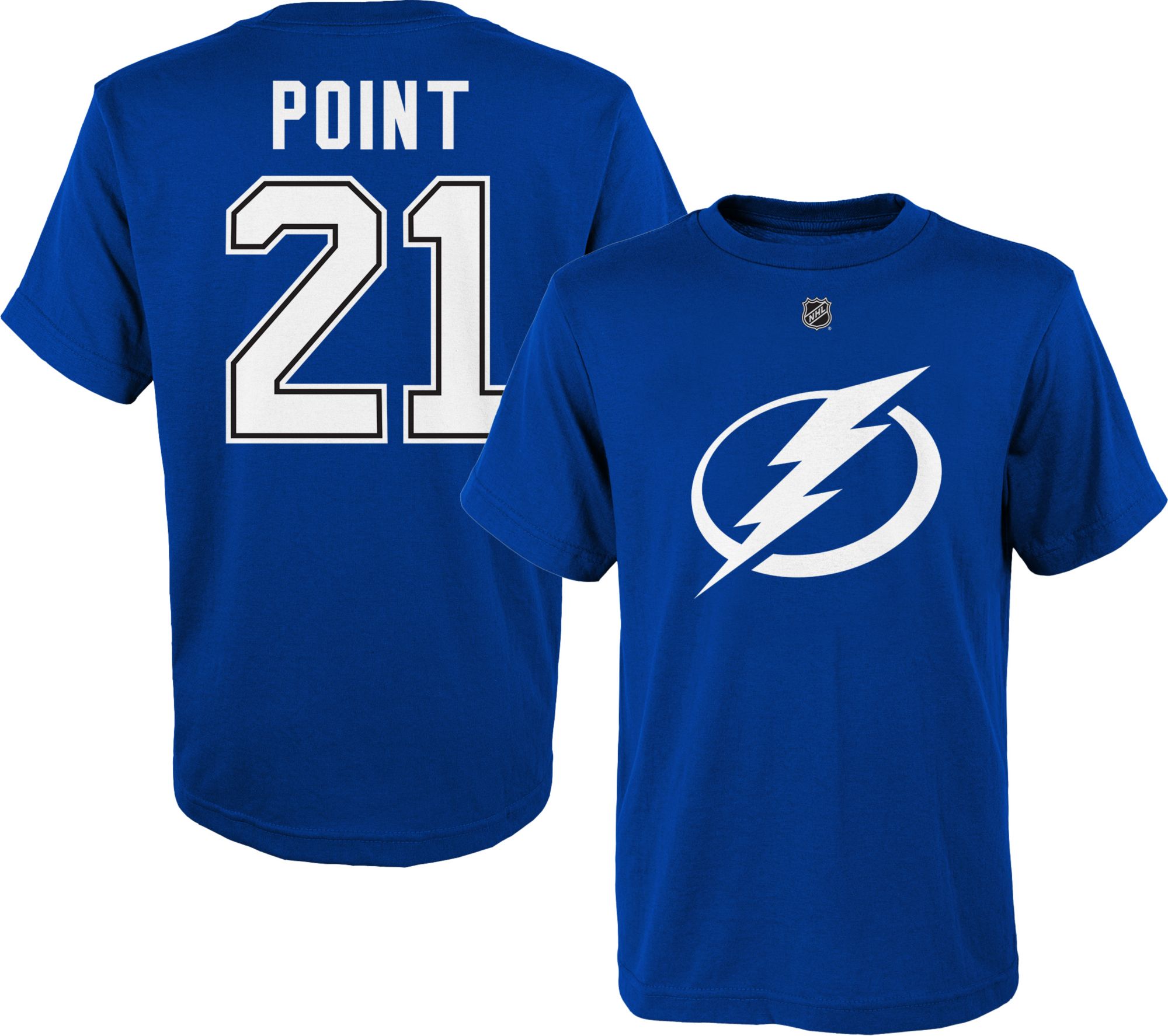  Outerstuff Steven Stamkos Tampa Bay Lightning #91 Kids Size 4-7  Captain Player Name & Number T-Shirt (Small 4) Blue : Sports & Outdoors