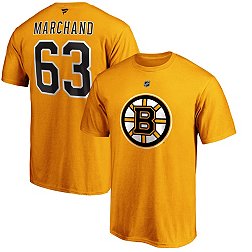 NHL Men's Boston Bruins Brad Marchand #63 Gold Player T-Shirt