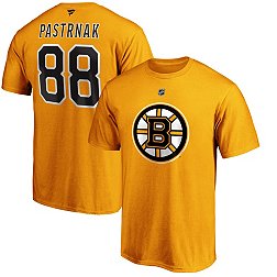 NHL Men's Boston Bruins David Pastrnak #88 Gold Player T-Shirt