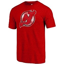 NHL Men's New Jersey Devils Red Logo Tri-Blend T-Shirt