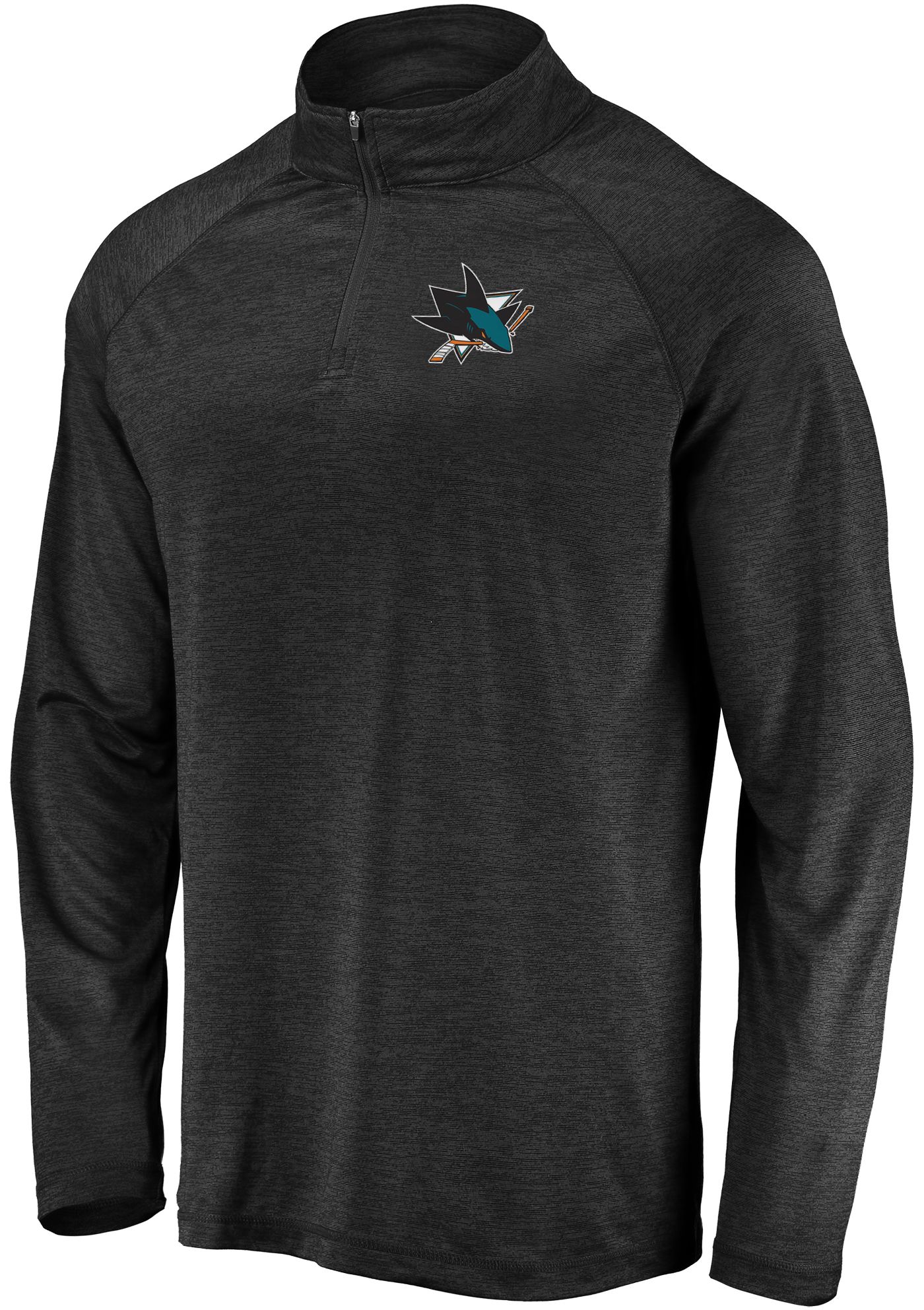 NHL Men's San Jose Sharks Logo Black Heathered Quarter-Zip Pullover ...