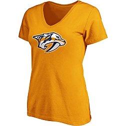 NHL Women's Nashville Predators Primary Logo Gold V-Neck T-Shirt