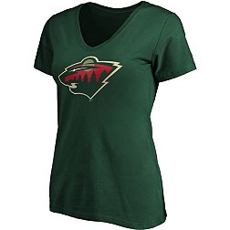 NHL Women's Minnesota Wild Primary Logo Green V-Neck T-Shirt