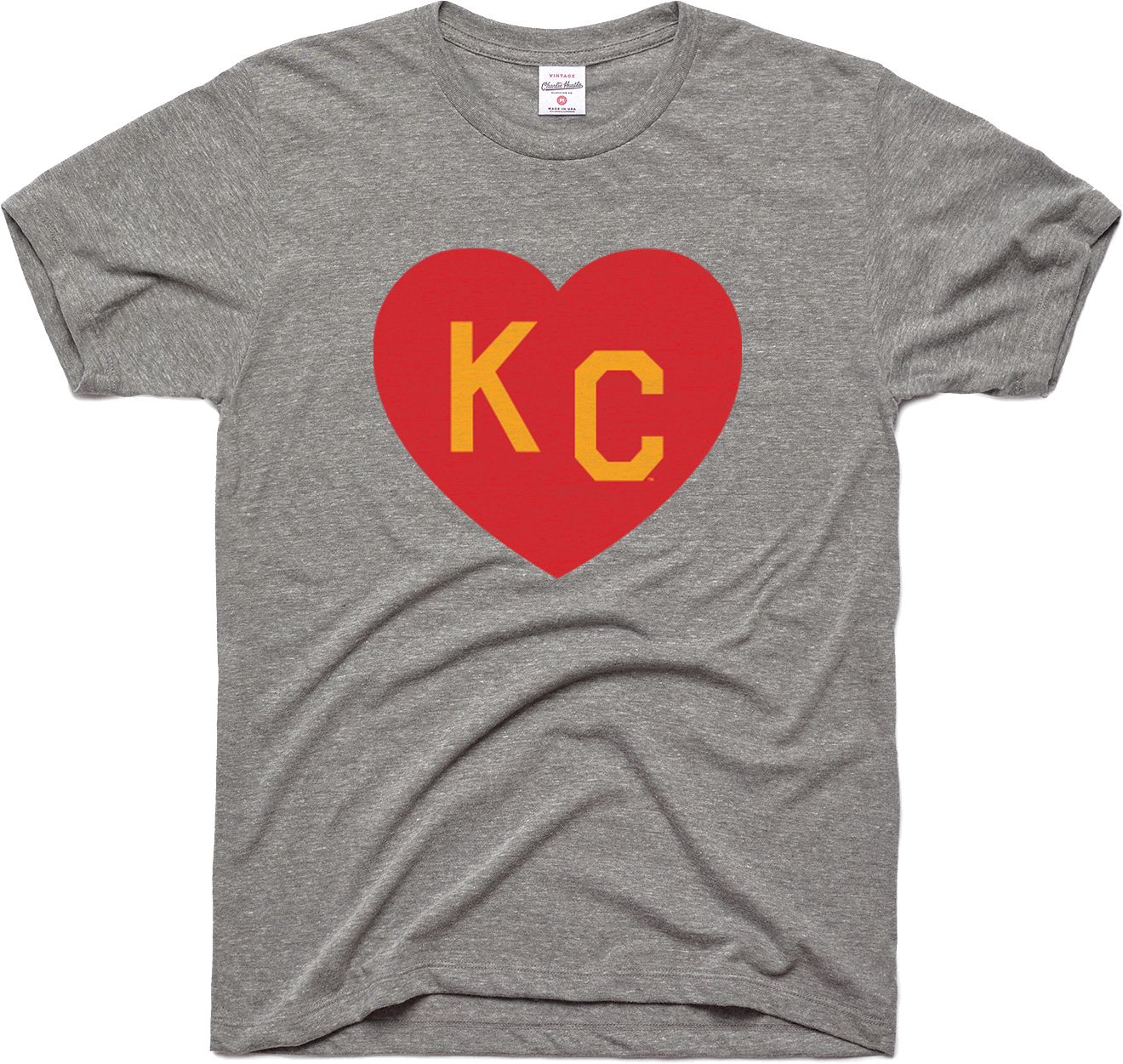 Charlie Hustle Men's KC Heart Vintage Grey T-Shirt