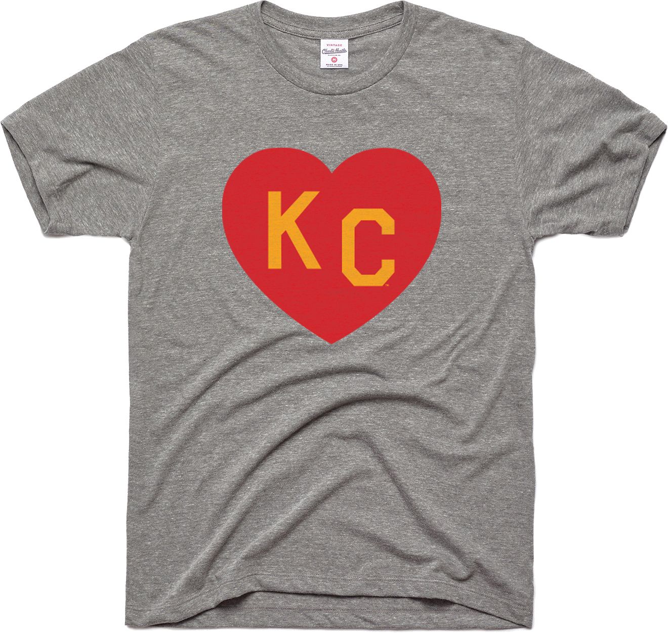 Vintage KC Heart T-Shirt Charlie Men\u0027s Hustle Grey