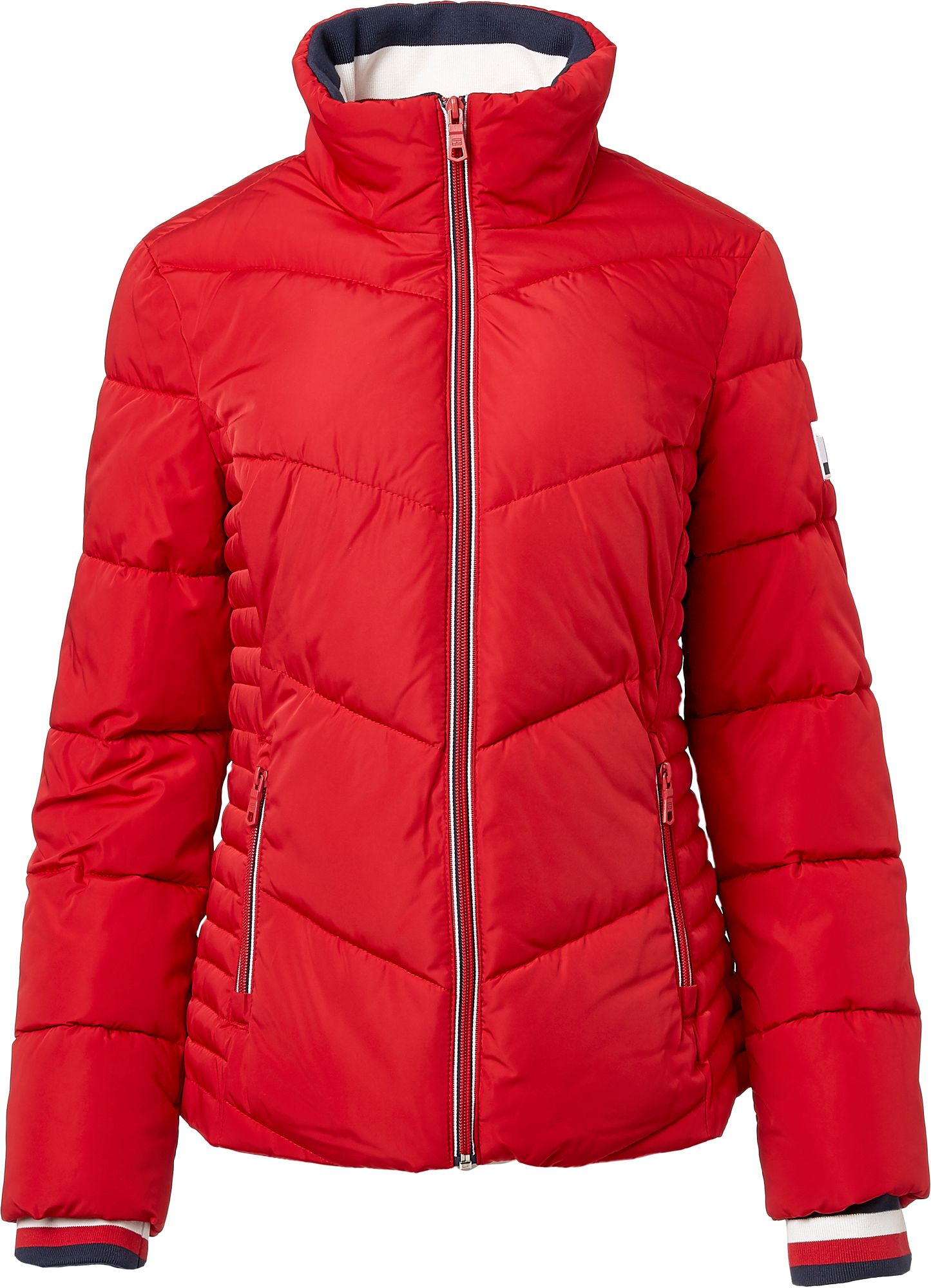 tommy hilfiger long chevron quilted puffer coat