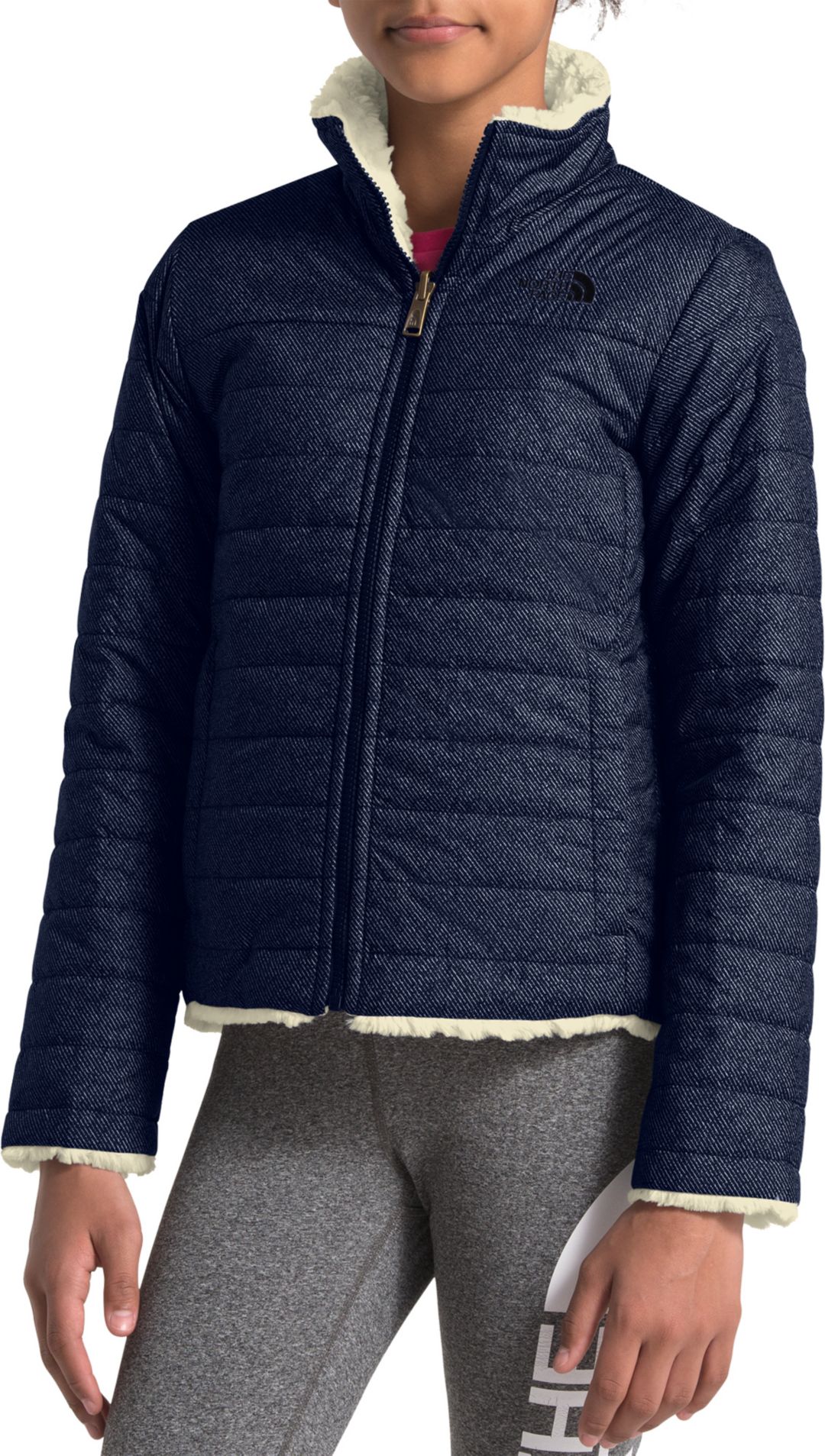 The North Face Girls Reversible Mossbud Swirl Jacket Field Stream