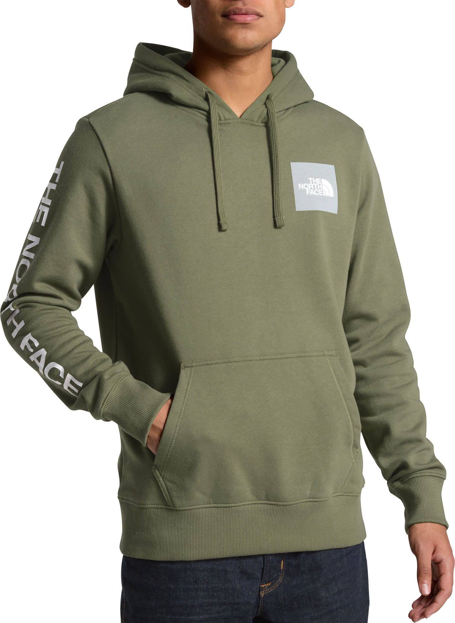 khaki green north face hoodie