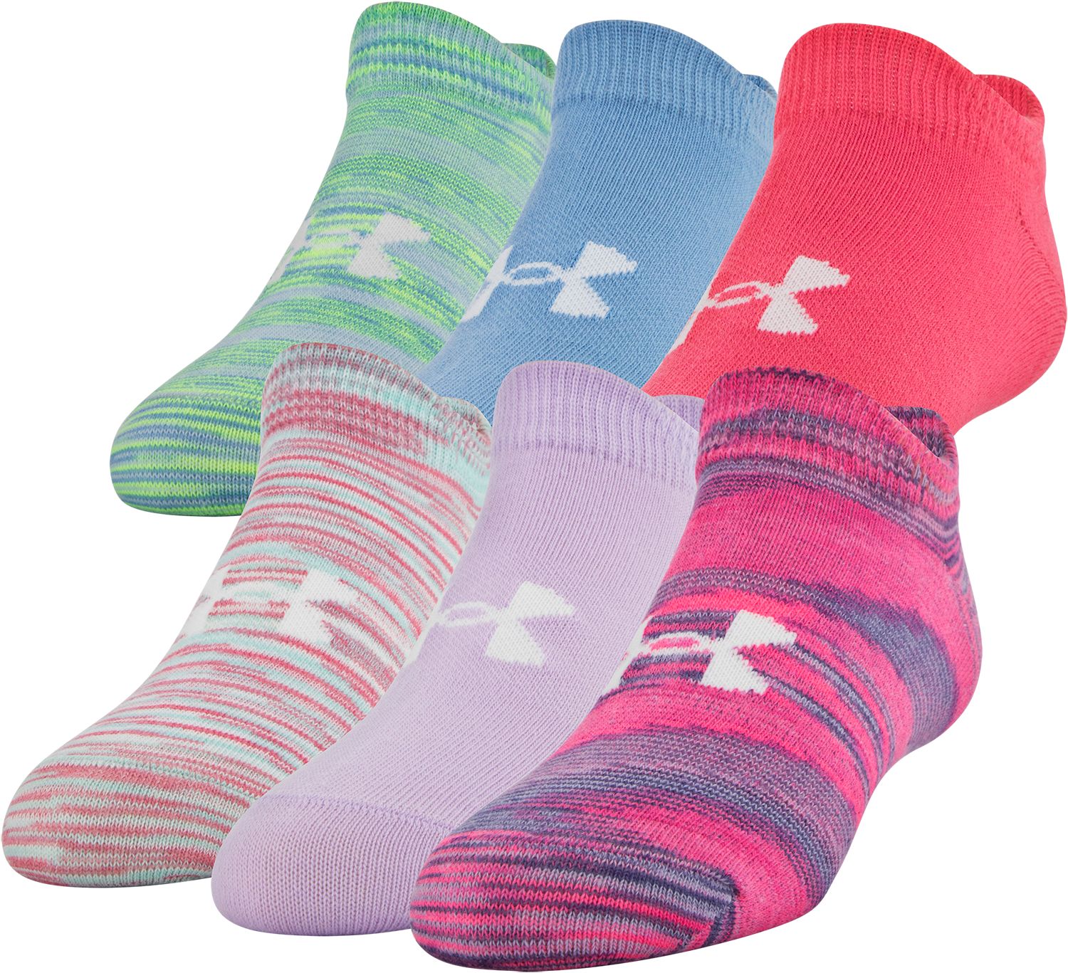 Under Armour Girl S Essential Socks 6 Pack DICK S Sporting Goods   19UARGGRLSSSNTL20APA Mojopink Asst Is