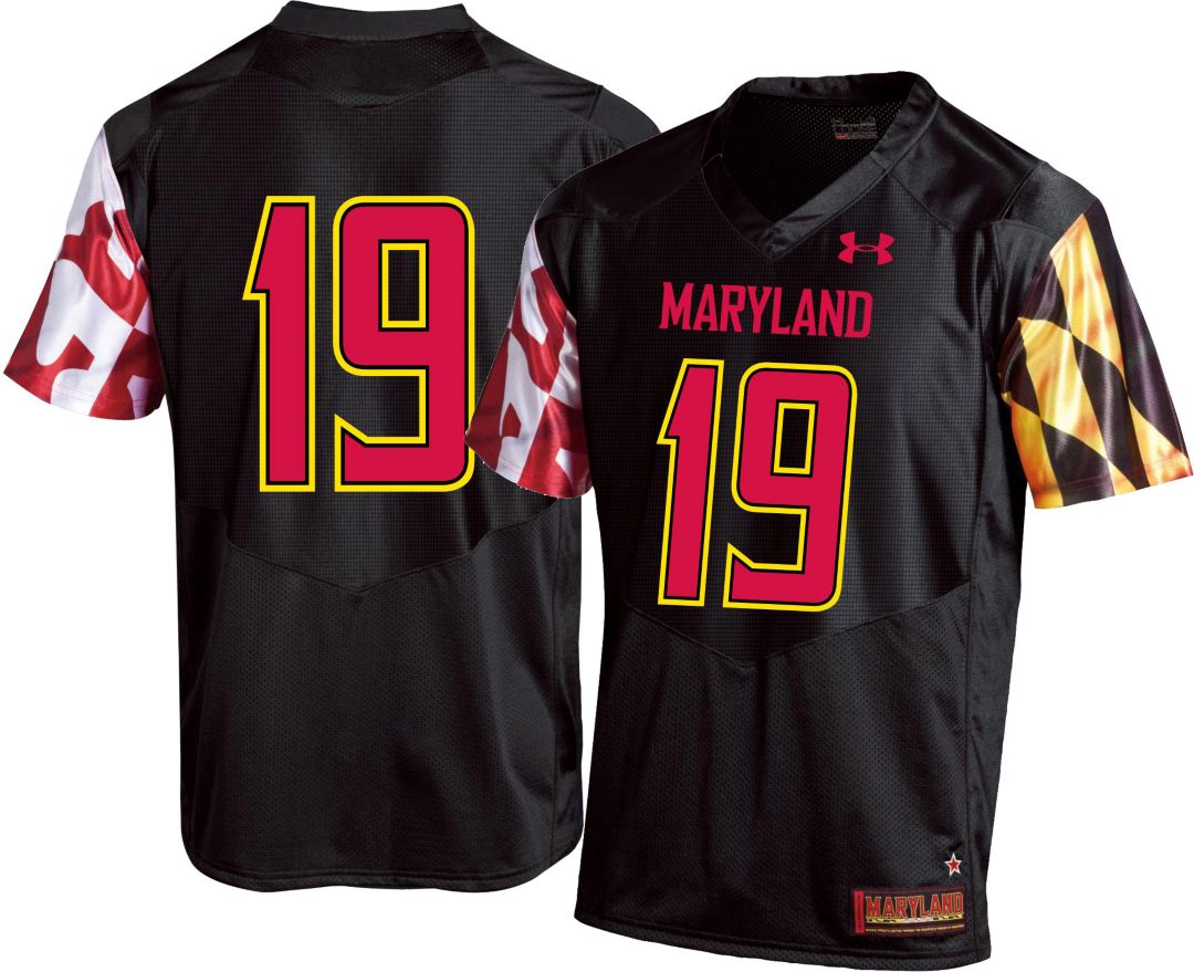 Under Armour Mens Maryland Terrapins 19 Replica Football Black Jersey