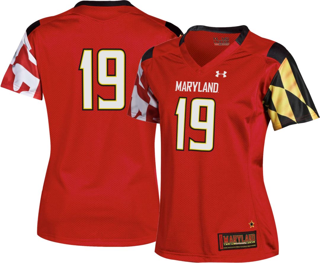 Under Armour Womens Maryland Terrapins 19 Red Replica Football Jersey