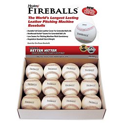 Heater Fireball Leather Pitching Machine Baseballs - 12 Pack