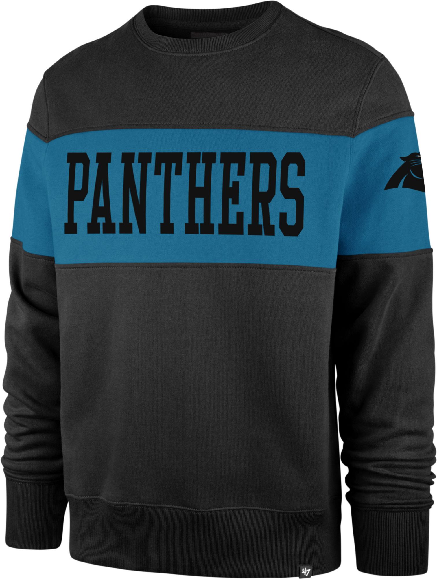 47 Men's Carolina Panthers Groundbreak Black Crew Sweatshirt