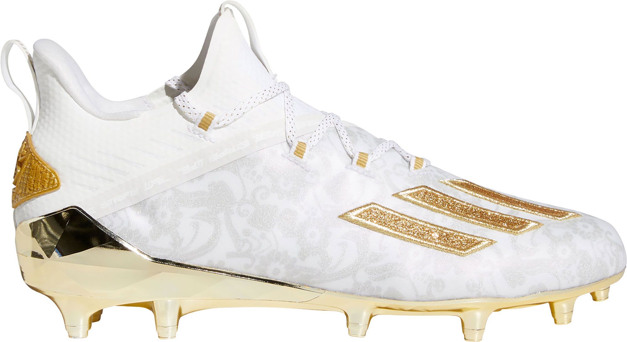white and gold adizero football cleats