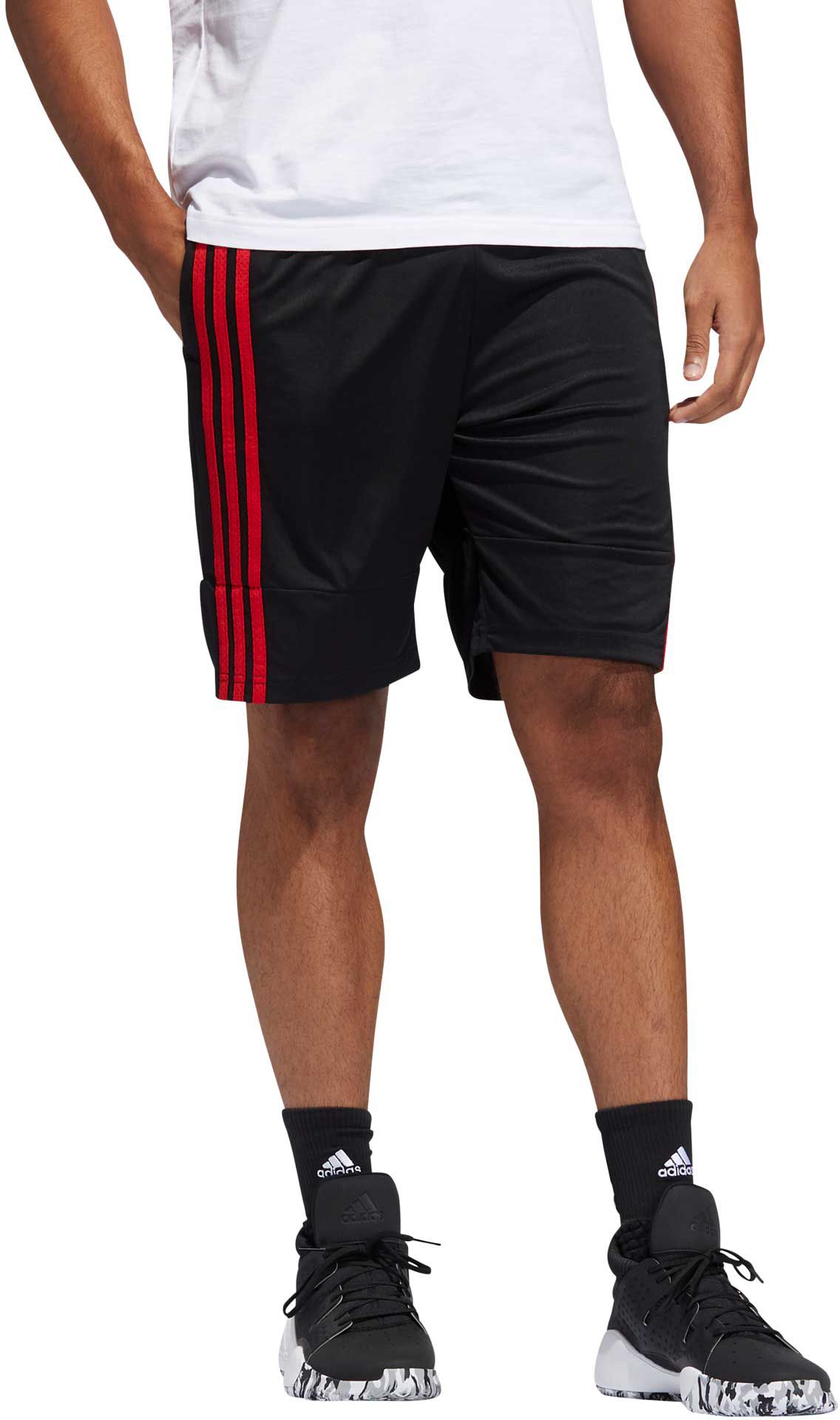 black and red adidas shorts