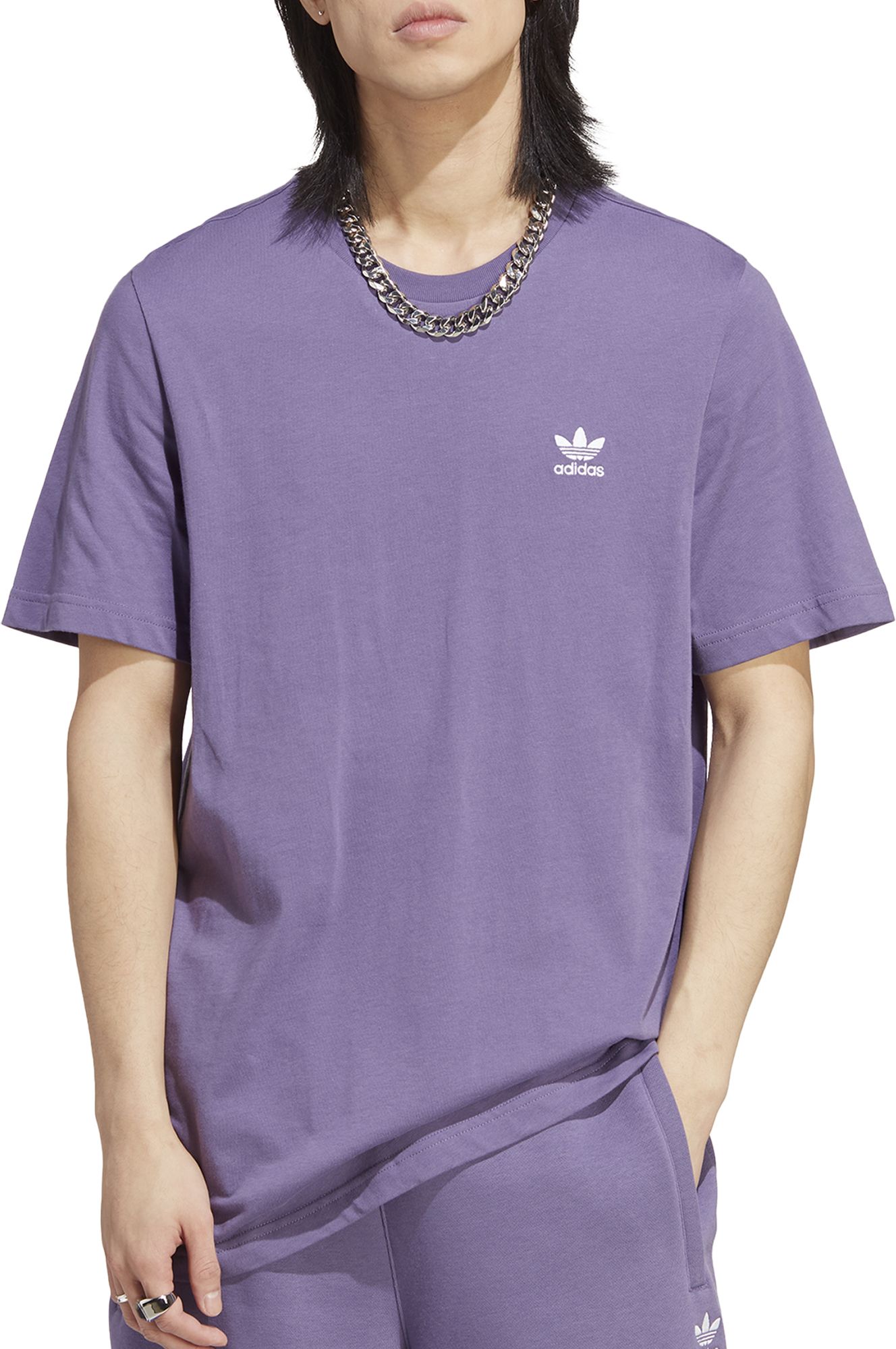 white and purple adidas shirt
