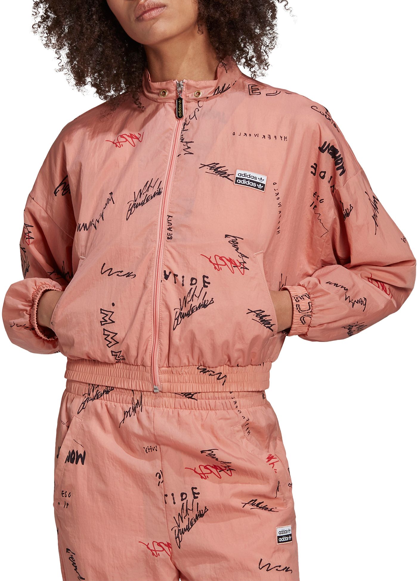 pink adidas windbreaker womens