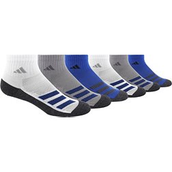 adidas Youth Cushioned Angle Stripe Quarter Socks – 6 Pack