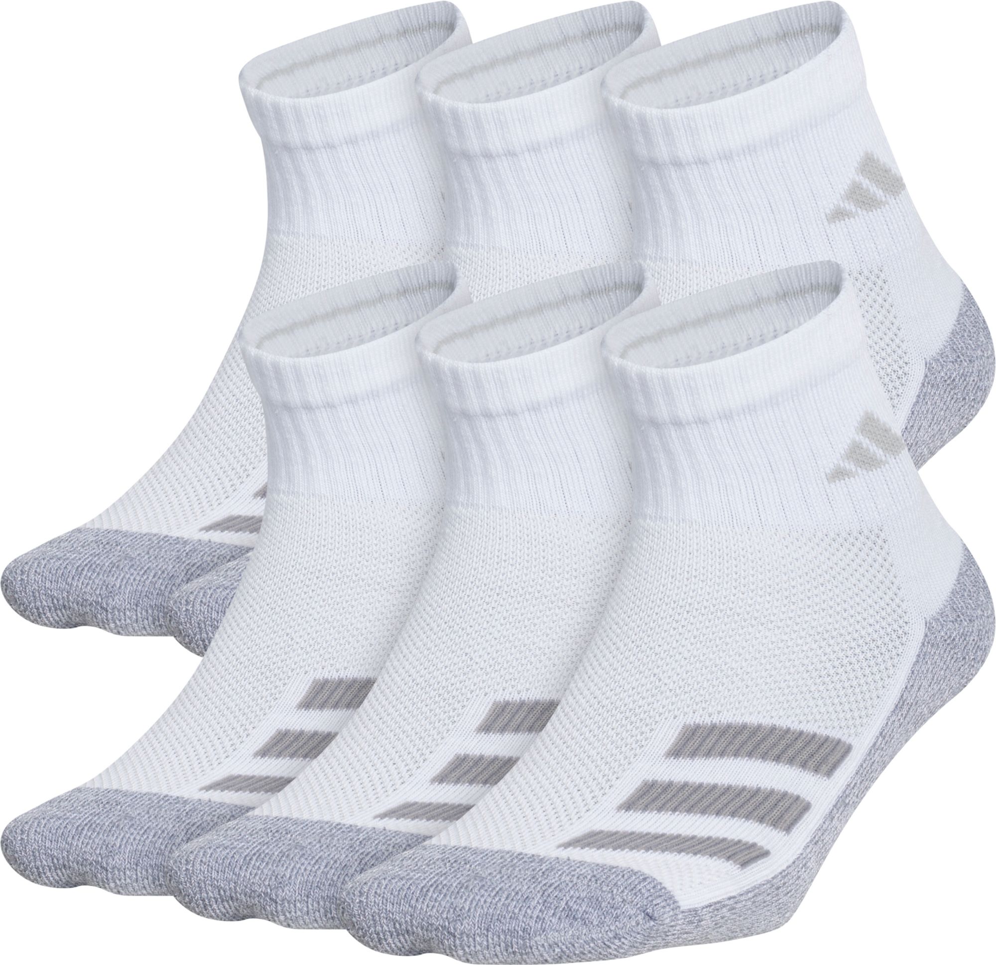 adidas Youth Cushioned Angle Stripe Quarter Socks – 6 Pack