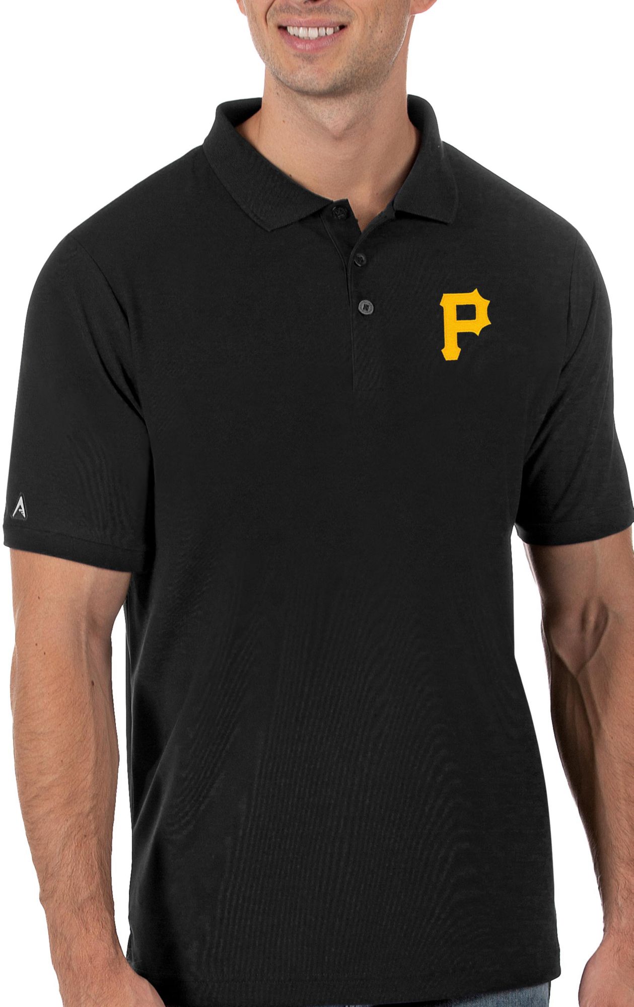Antigua Men's Pittsburgh Pirates Black Legacy Polo