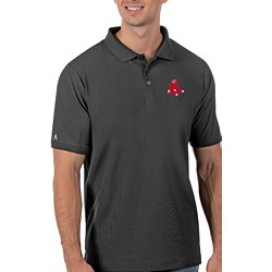 Men's Antigua Navy/Gray Boston Red Sox Flannel Button-Up Shirt