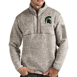 Antigua Men's Michigan State Spartans Oatmeal Fortune Pullover Black Jacket