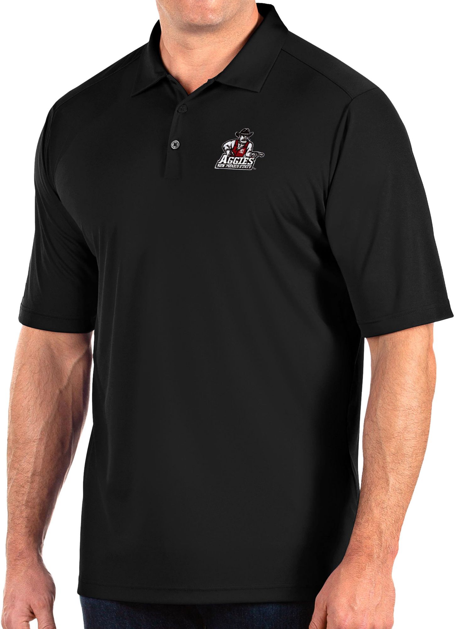 Antigua Men's New Mexico State Aggies Tribute Performance Black Polo