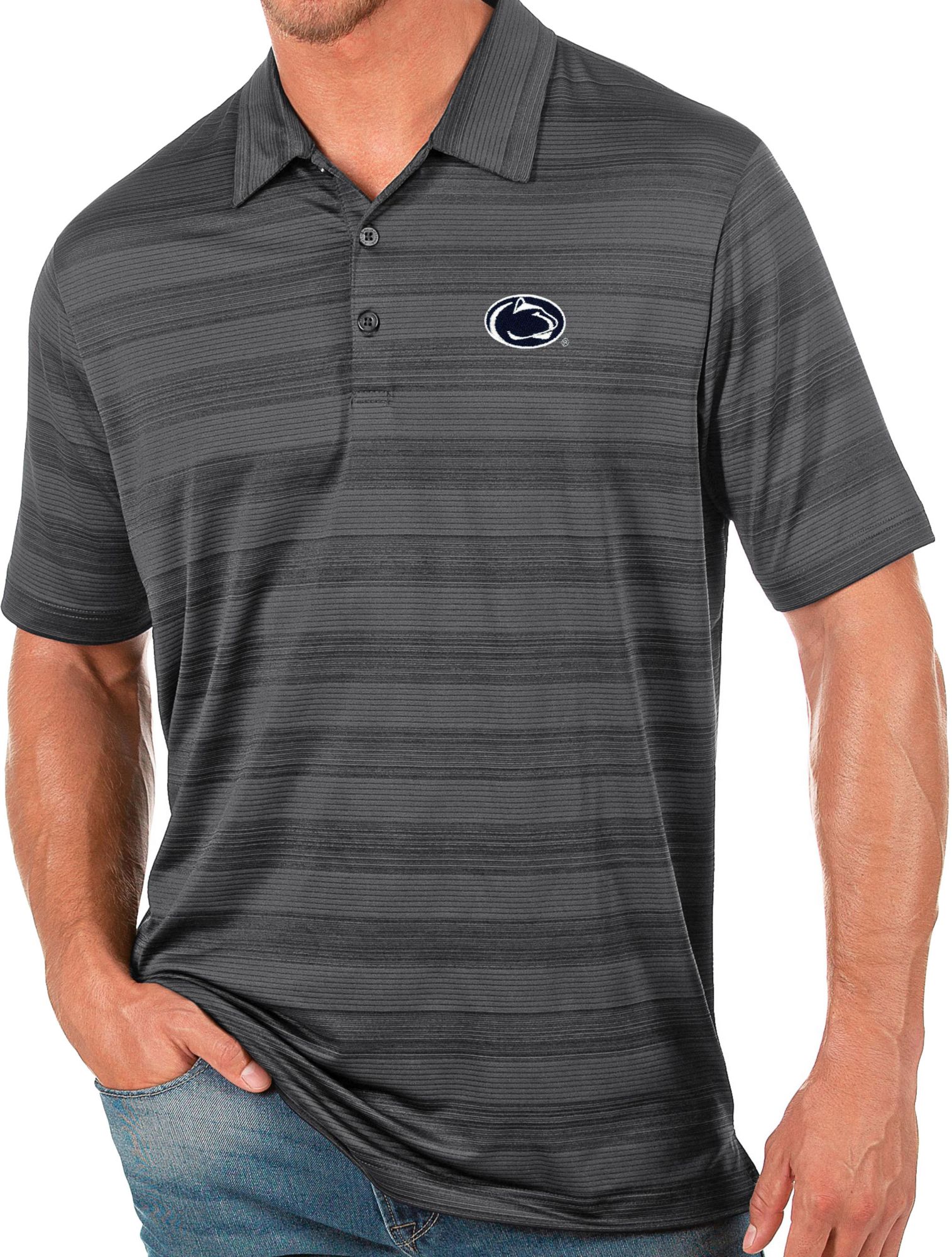 Antigua Men's Penn State Nittany Lions Grey Golf Compass Polo