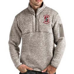 Antigua Men's Stanford Cardinal Oatmeal Fortune Pullover Black Jacket