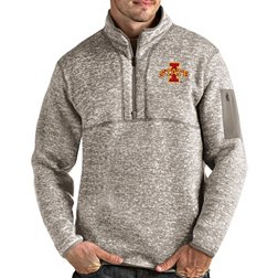 Antigua Men's Iowa State Cyclones Oatmeal Fortune Pullover Black Jacket