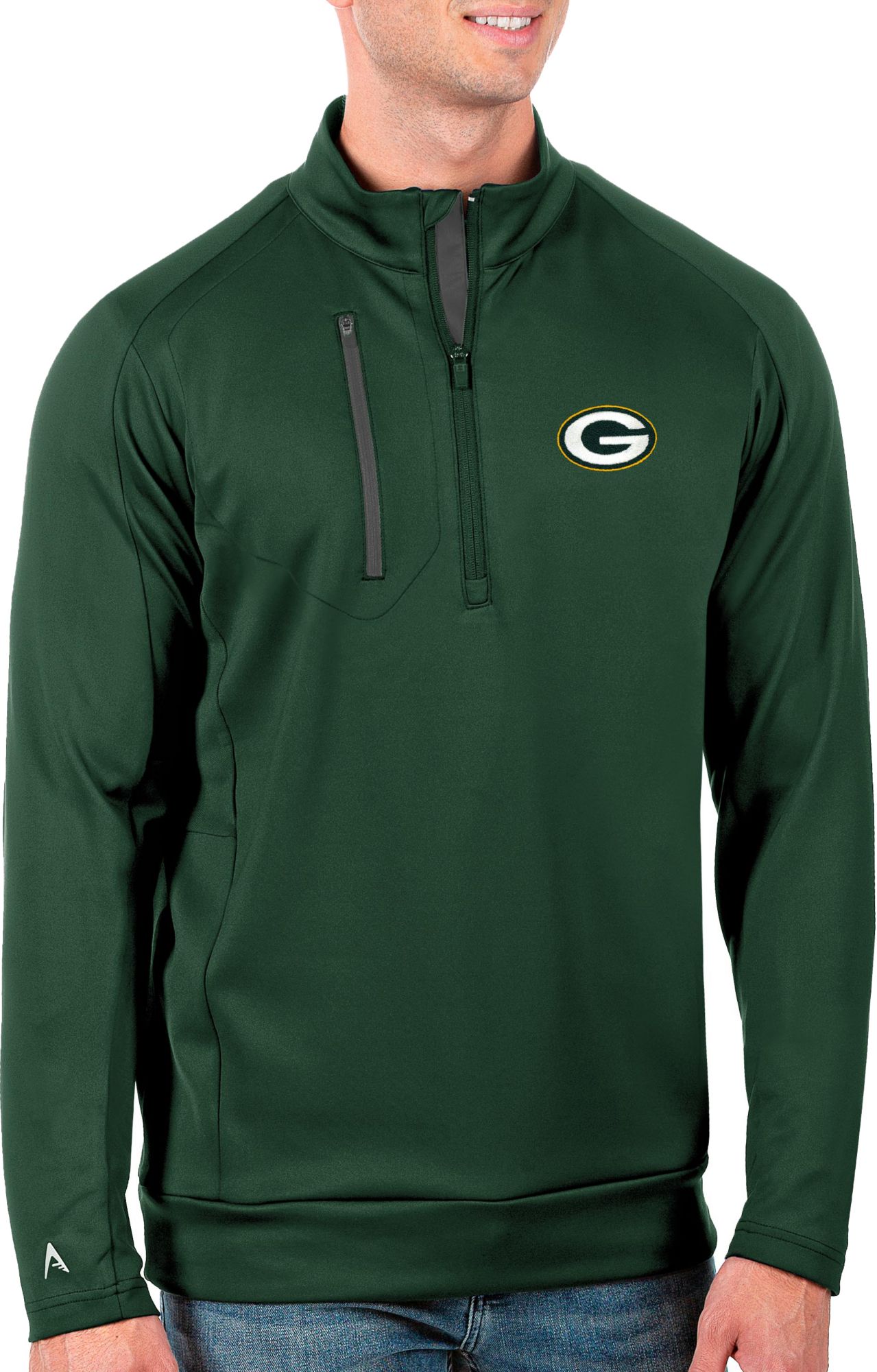 Antigua Men's Green Bay Packers Green Generation 1/2-Zip Pullover