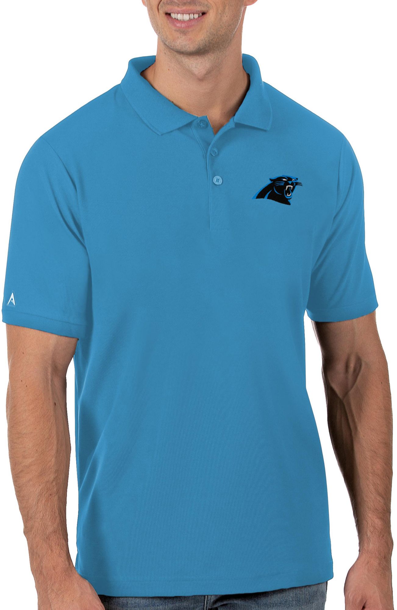 Antigua Men's Carolina Panthers Tribute White Polo