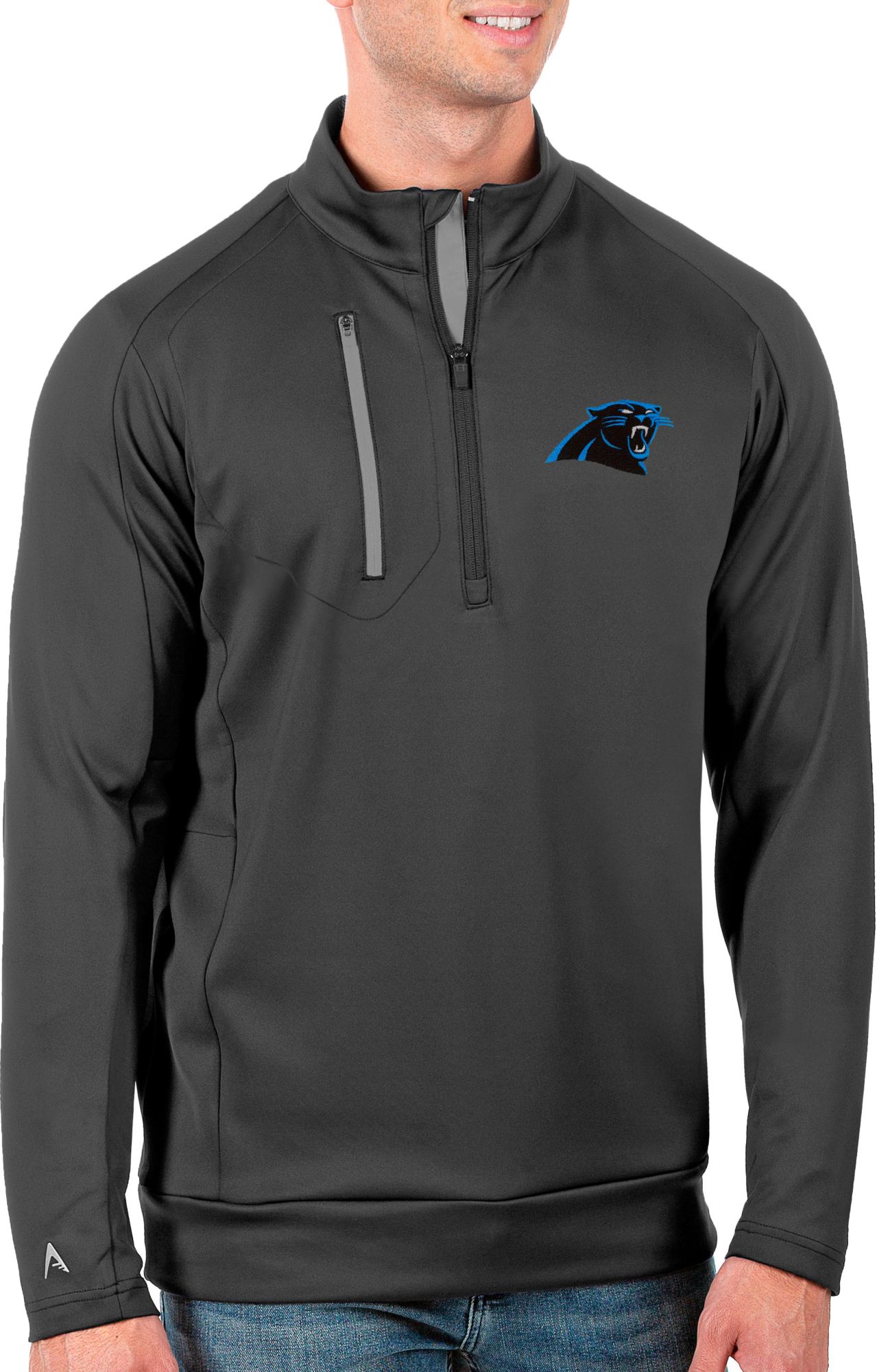 Antigua Men's Carolina Panthers Grey Generation 1/2-Zip Pullover