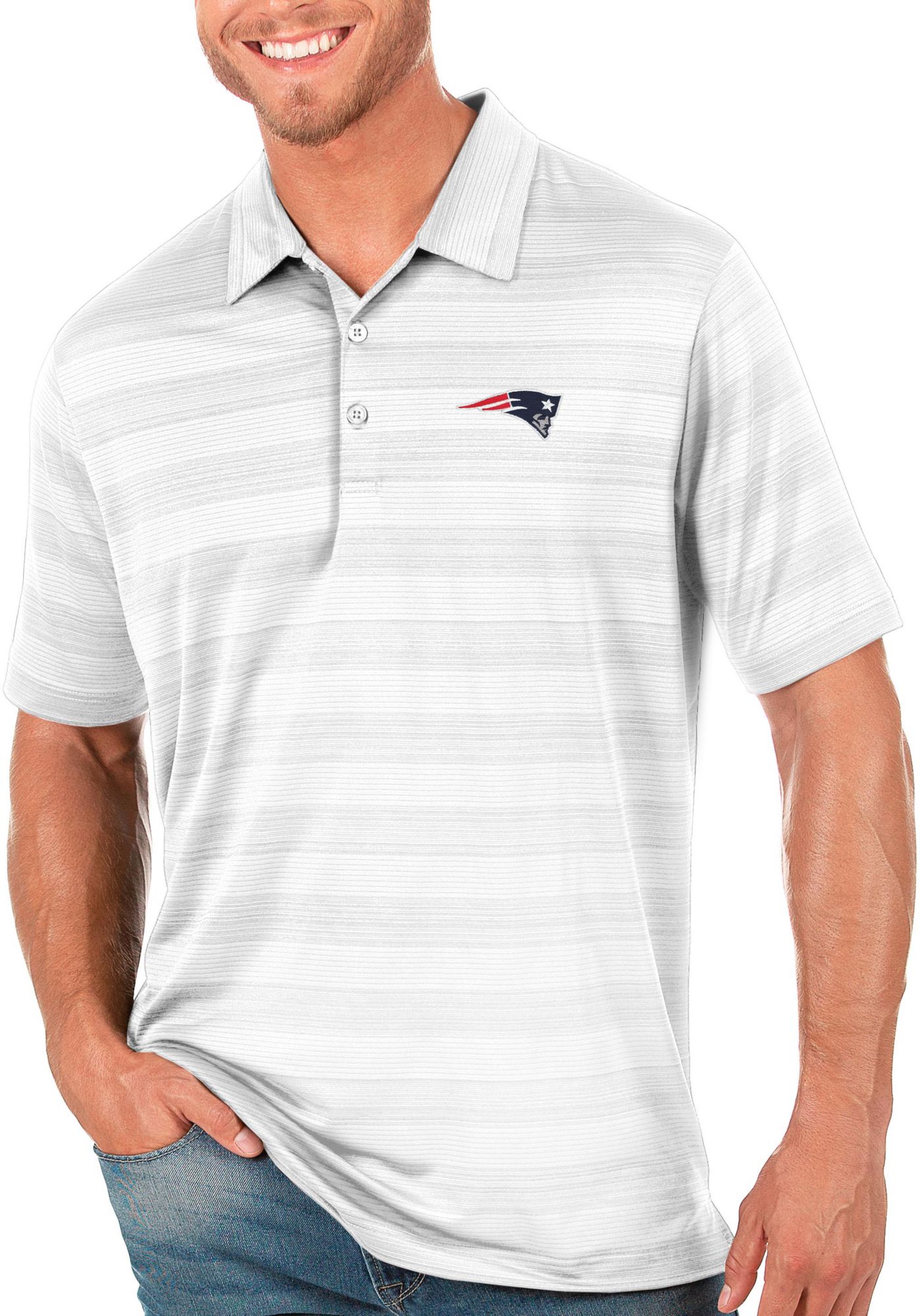 Antigua Men's New England Patriots Compass White Polo