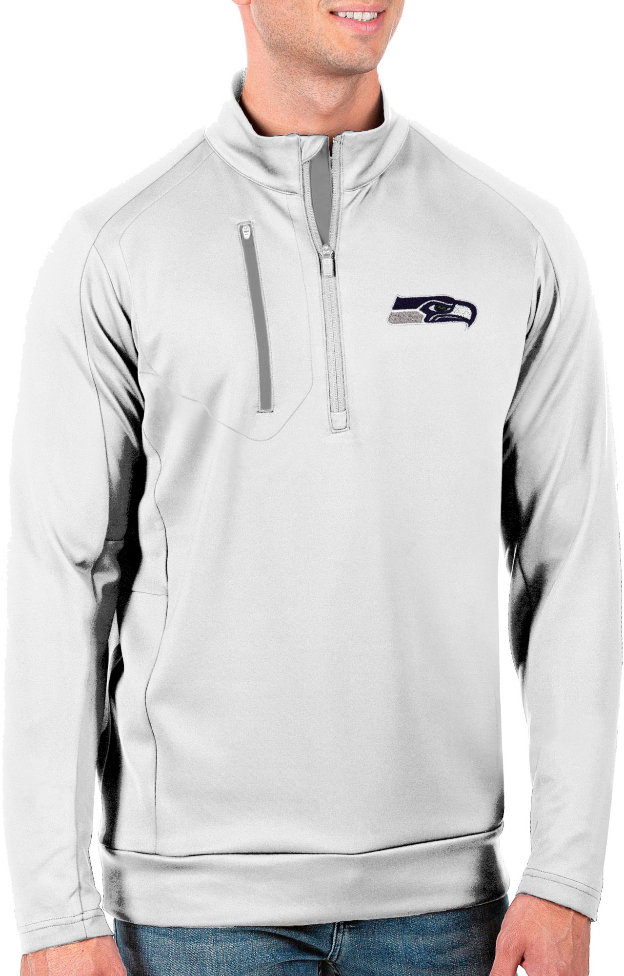 Antigua Men's Seattle Seahawks White Generation 1/2-Zip Pullover