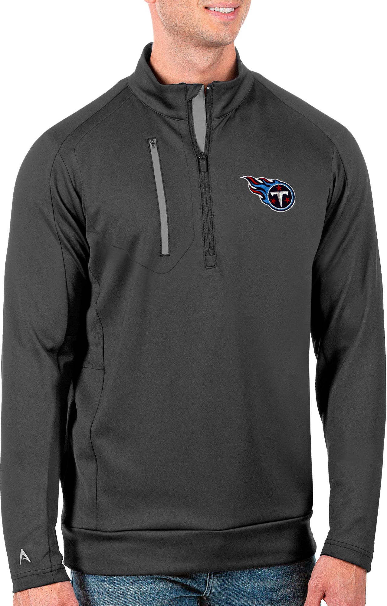 Antigua Men's Tennessee Titans Grey Generation 1/2-Zip Pullover
