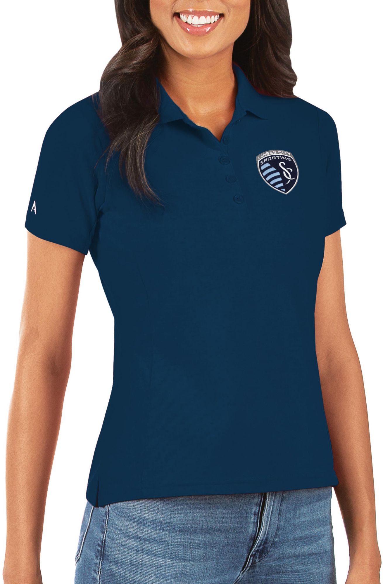 Antigua Women's Sporting Kansas City Navy Legacy Pique Polo