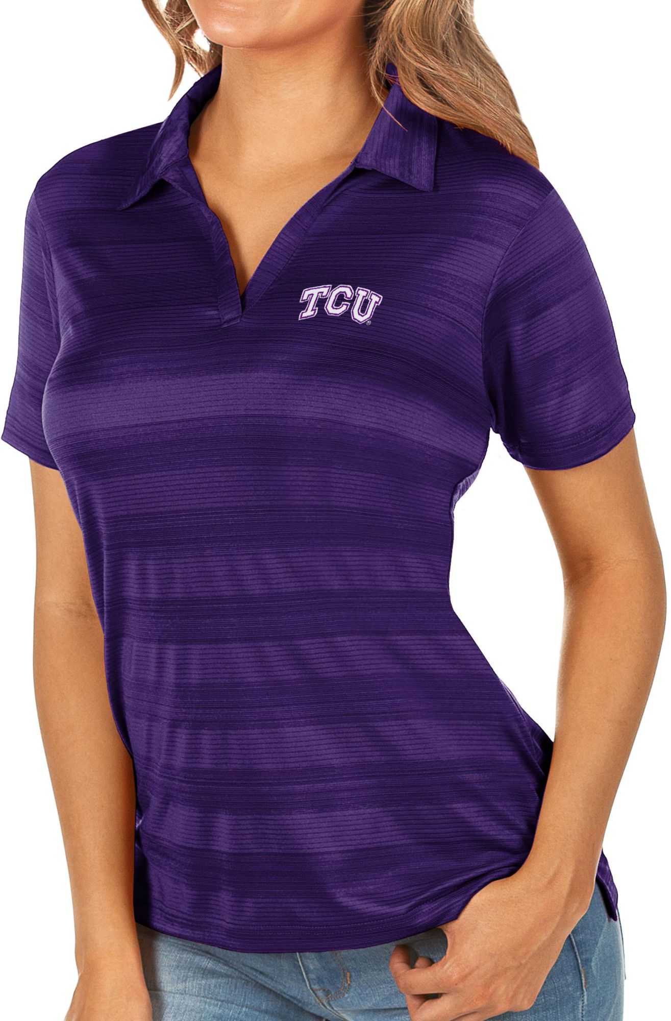 Antigua Women's TCU Horned Frogs Purple Compass Polo