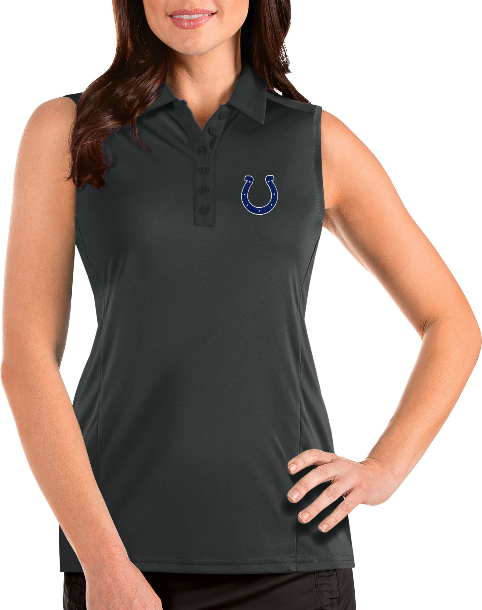 Antigua Women's Indianapolis Colts Tribute Sleeveless Grey Performance Polo