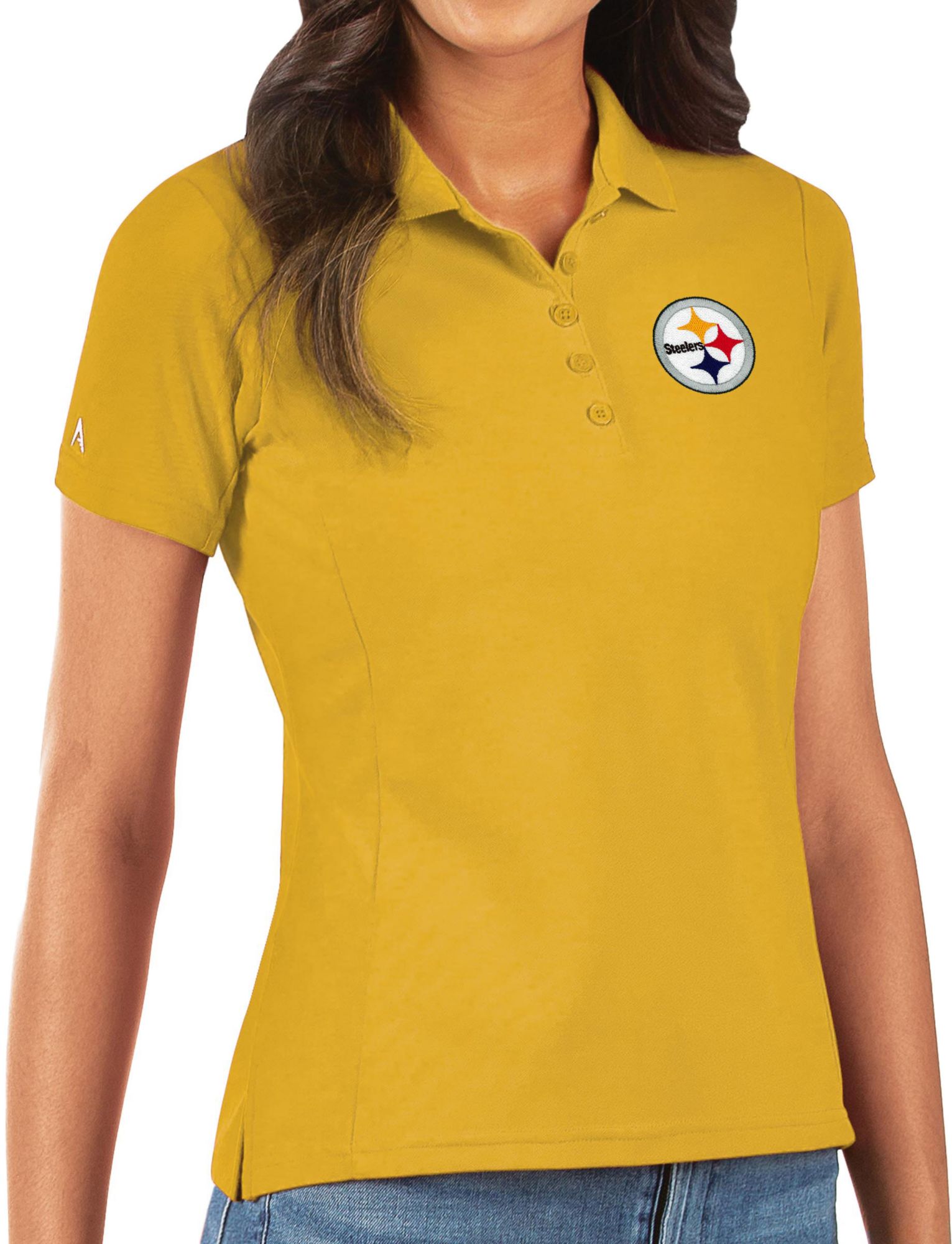 Antigua Women's Pittsburgh Steelers Gold Legacy Pique Polo